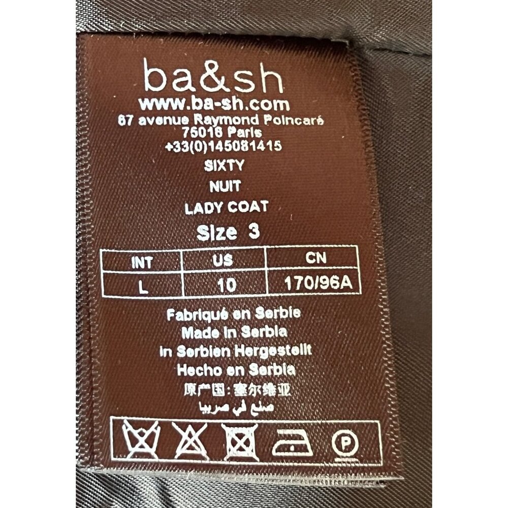 Ba&Sh  Women's Coat Size 3 US 10 Gray Double-Breasted Wool Blend Overcoat - Picture 6 of 14